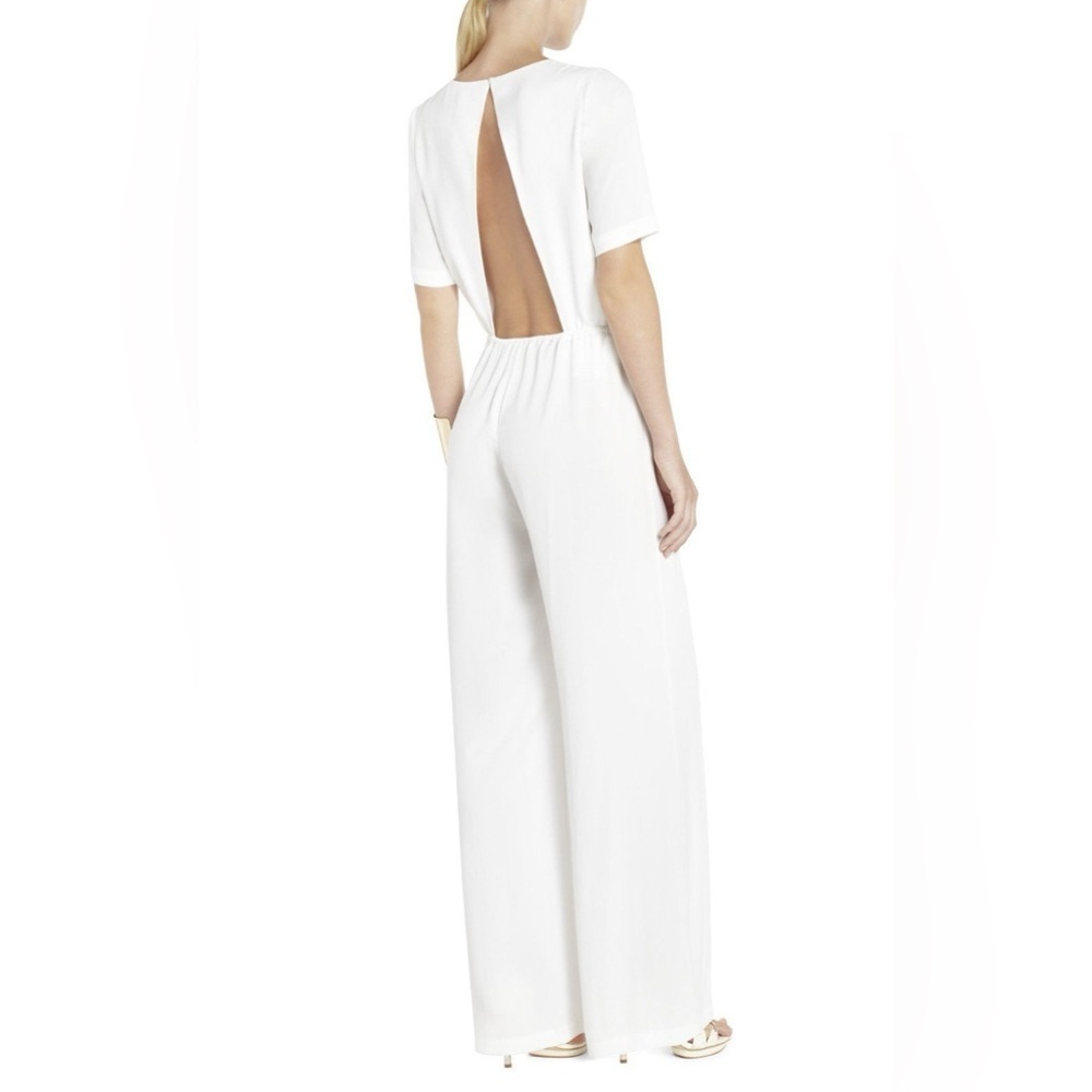 BCBGMAXAZRIA WHITE JUMPSUIT OPEN BACK SIZE XS - Picture 2 of 7